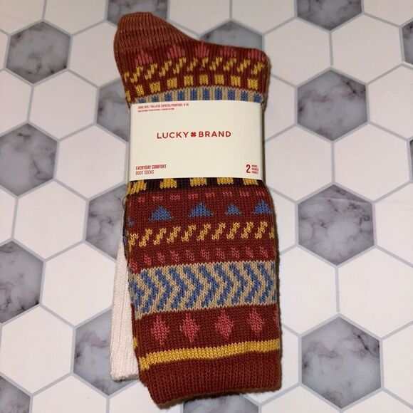Lucky Brand Accessories - Lucky Brand Women’s Everyday Comfort Boot Socks Patterned 2 Pairs NWT